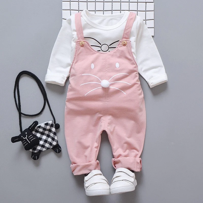 Spring newborn baby girls clothes sets fashion suit T-shirt + pants suit baby girls outside wear sports suit clothing sets - Image 3