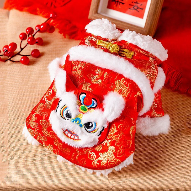 Spring Pet Small Skirt Clothes Princess Tassel Lace Tang Suit Group Pet Clothes New Year Festive Gift Box - Image 3
