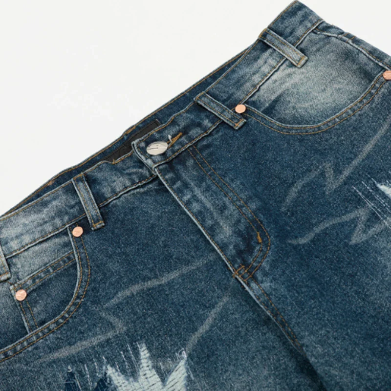 Spring Summer New Fashion Casual Hip Hop Softened Denim Straight Leg Pants High Street Men Women Loose Comfortable Jeans - Image 2