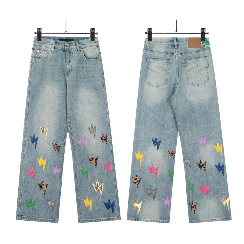 Spring Summer New Fashion Casual Hip Hop Softened Denim Straight Leg Pants High Street Men Women Loose Comfortable Jeans - Image 36