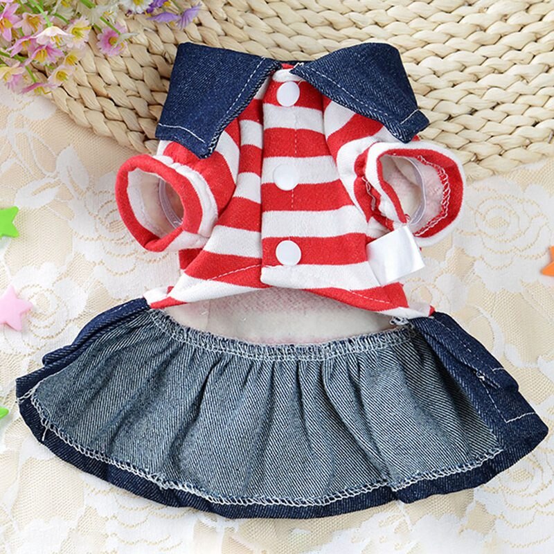 Spring Summer Pet Dog Clothes Striped Bear Cute Cat Strap Denim Skirt Yorkie Chihuahua Dresses Clothes Ropa Perro - Image 13