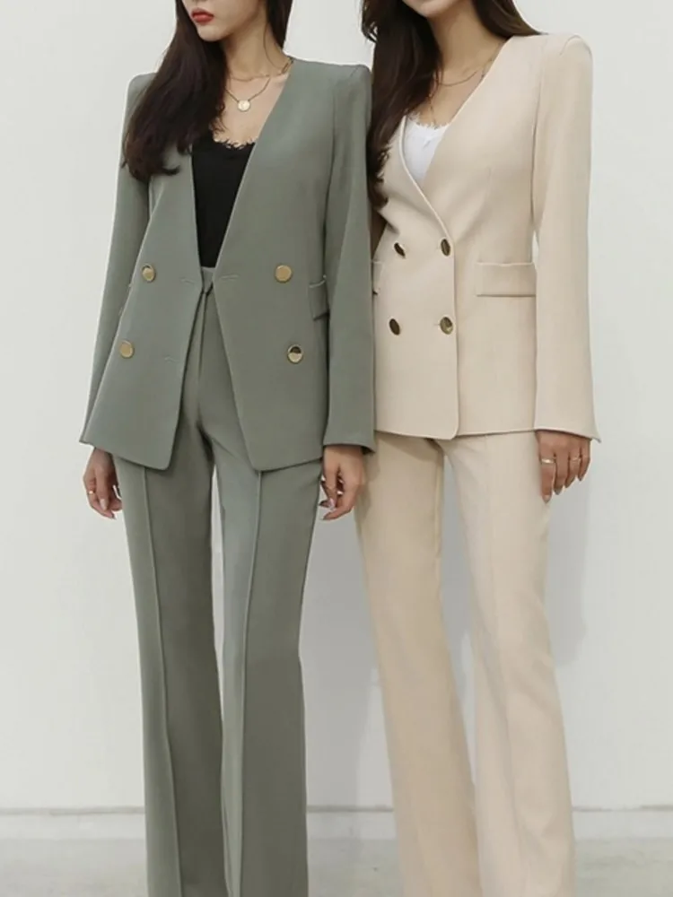 Spring Women Fashion Blazer Suit Long Sleeve Blazer With Belt Pants Suit Set Office Lady Two Piece Sets Outfits - Image 5