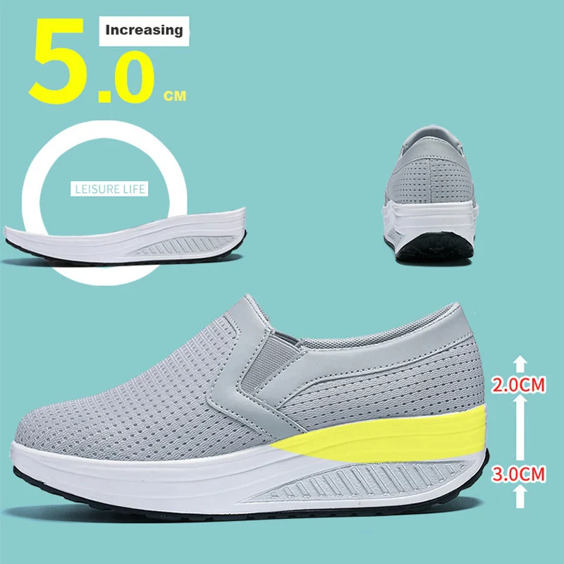 Spring Women's Swing Shoes Mesh Woman Loafers Flat Platforms Female Shoe Casual Wedges Ladies Shoes Height Increasing Footwear - Image 10
