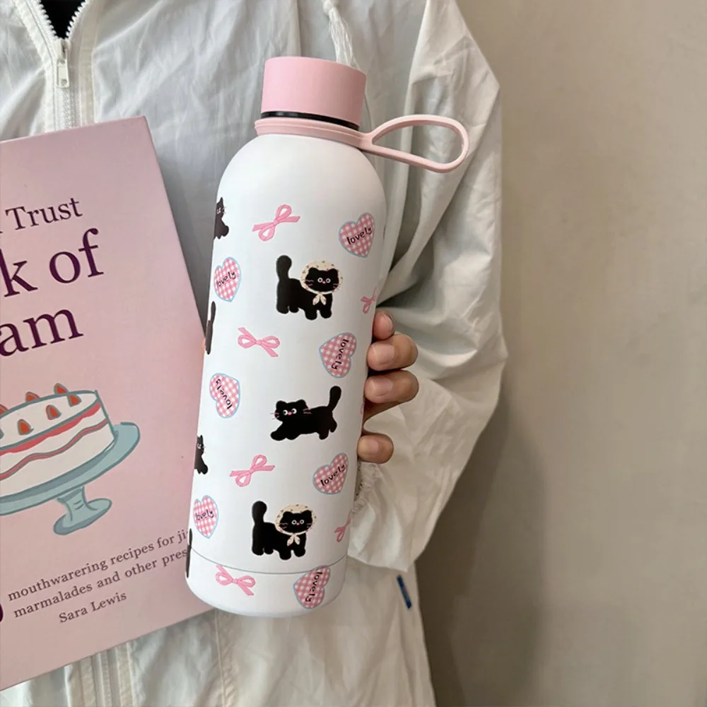 Stainless Steel Bow Cat Thermal Cup Leakproof Large Capacity Coffee Cup 500ml Vacuum Insulated Cup For Keeping Iced Coffee Tea - Image 8