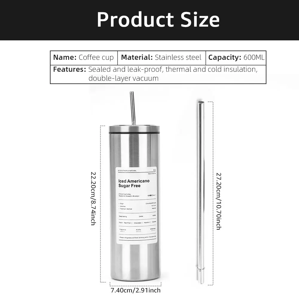 Stainless Steel Coffee Cup Thermoses Double Wall Vacuum Flask Insulated Cup Portable Ice American Coffee Mug Water Bottle - Image 7