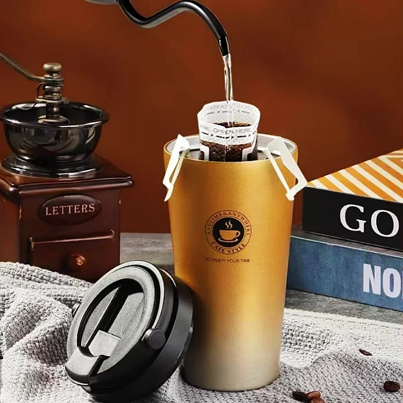 Stainless Steel Coffee Mugs Insulated Water Bottles with Handle Portable Thermos Cup Double Layer Tumbler Vacuum Flask - Image 2