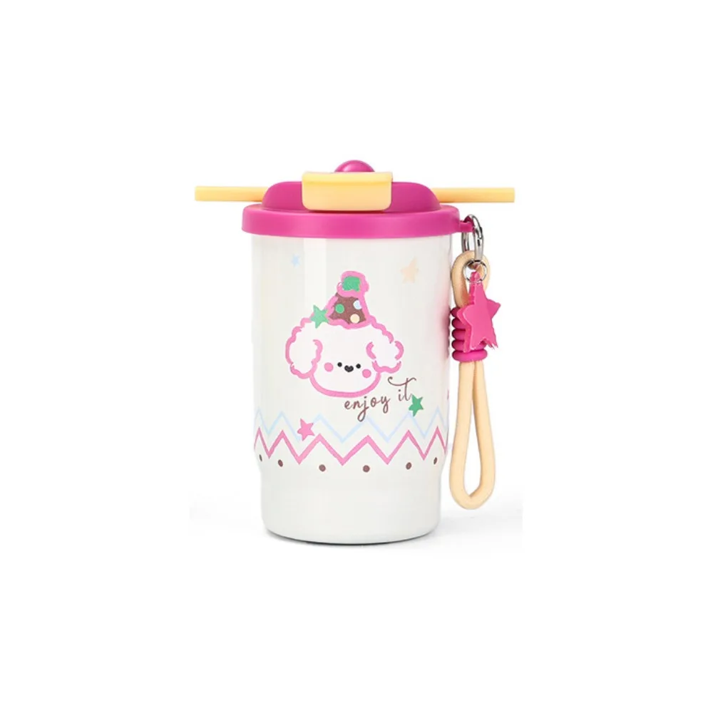 Stainless Steel Double Drink Insulated Cup Cartoon Leak-Proof Vacuum Straw Cup with Straw Vacuum Insulated Coffee Cup Travel - Image 9