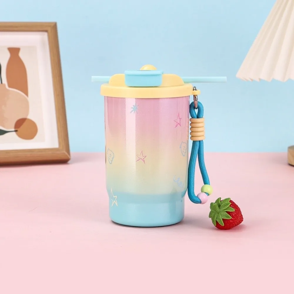 Stainless Steel Double Drink Insulated Cup Cartoon Vacuum Insulated Vacuum Straw Cup Leak-Proof with Straw Coffee Cup Travel - Image 3