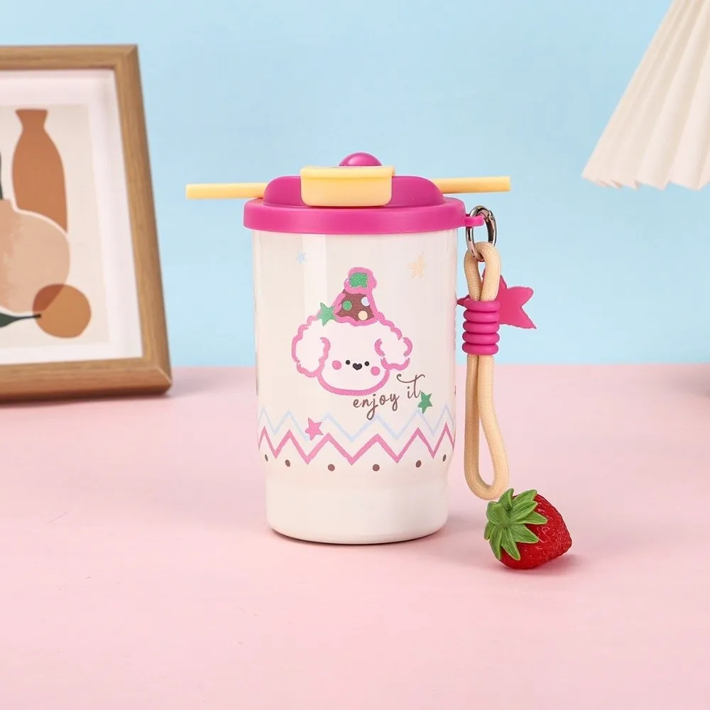 Stainless Steel Double Drink Insulated Cup Leak-Proof Cartoon Vacuum Straw Cup with Straw Vacuum Insulated Coffee Cup Camping - Image 3