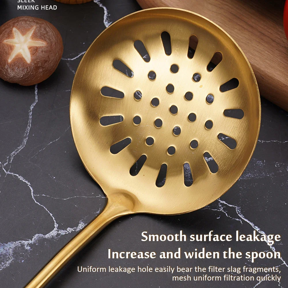 Stainless Steel Gold Kitchenware Cooking Utensils 1PC Kitchen Non-stick Cookware Spatula Easy Clean Soup Spoon For Home Gadget - Image 4