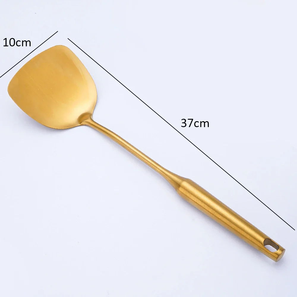 Stainless Steel Gold Kitchenware Cooking Utensils 1PC Kitchen Non-stick Cookware Spatula Easy Clean Soup Spoon For Home Gadget - Image 7
