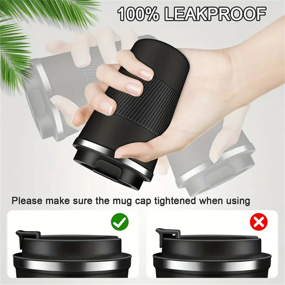 Stainless Steel Insulated Cup 12.85/17.25oz Double-layer Leak-Proof Travel Mug For Outdoor Sports Car Use Portable Vacuum Bottle - Image 3