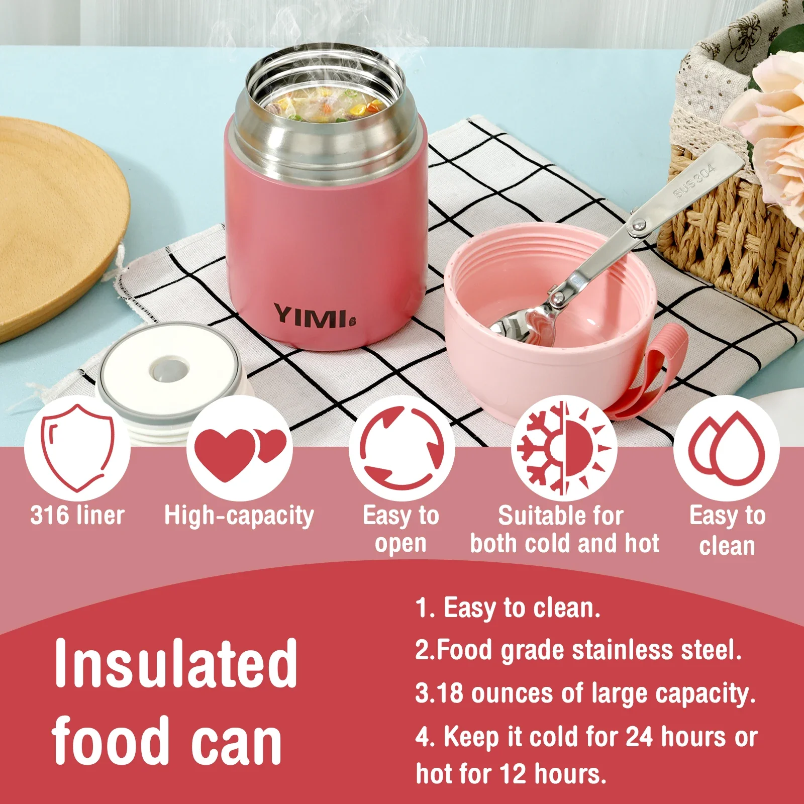 Stainless Steel Insulated Thermo Soup Cup 530ml 480ml Portable Lunch Box with Spoon Food Container Vaccum Cup Insulate Bento Box - Image 2