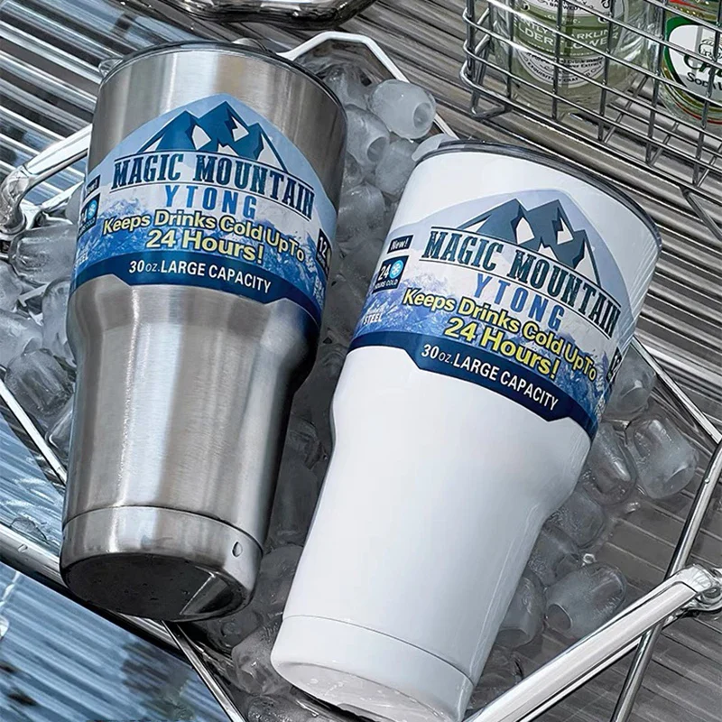 Stainless Steel Large Capacity Thermos Bottle Ice Cube Cup Portable Car Water Bottle Women Men Outdoor Cold Beer Cup Straw Mug - Image 4