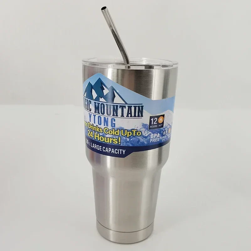 Stainless Steel Large Capacity Thermos Bottle Ice Cube Cup Portable Car Water Bottle Women Men Outdoor Cold Beer Cup Straw Mug - Image 9