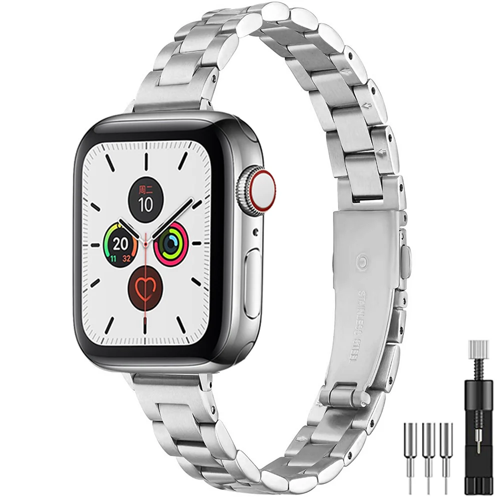 Stainless Steel Link Bracelet for Apple Watch Band 6 7 8 SE 40mm 41mm 44mm 45mm 49mm Women Slim Strap for iWatch 5 4 Accessories - Image 4