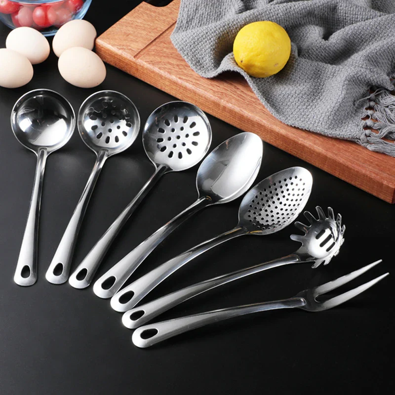 Stainless Steel Serving Shovel Soup Spoon Colander Meat Fork BBQ Tool Home Cookware Set Novel Kitchen Cooking Accessories - Image 2