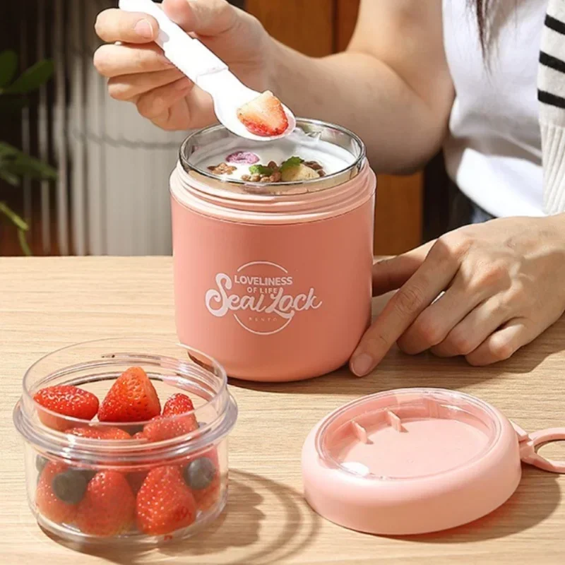 Stainless Steel Soup Cup Breakfast Oat Cups Students Office Workers Portable Milk Fruit Salad Cup Sealed Thermos Container - Image 3