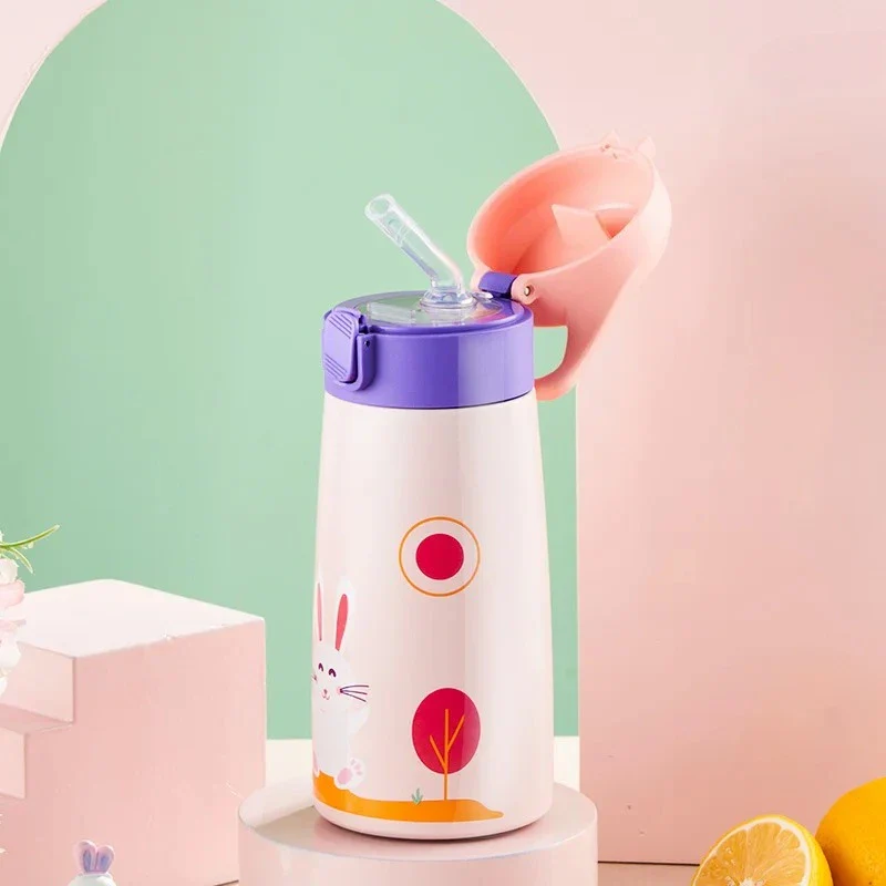 Stainless Steel Straw Insulated Cup with Box Cartoon Leak Proof Vacuum Bottle Children's Insulated Water Bottle Insulated Cup - Image 5