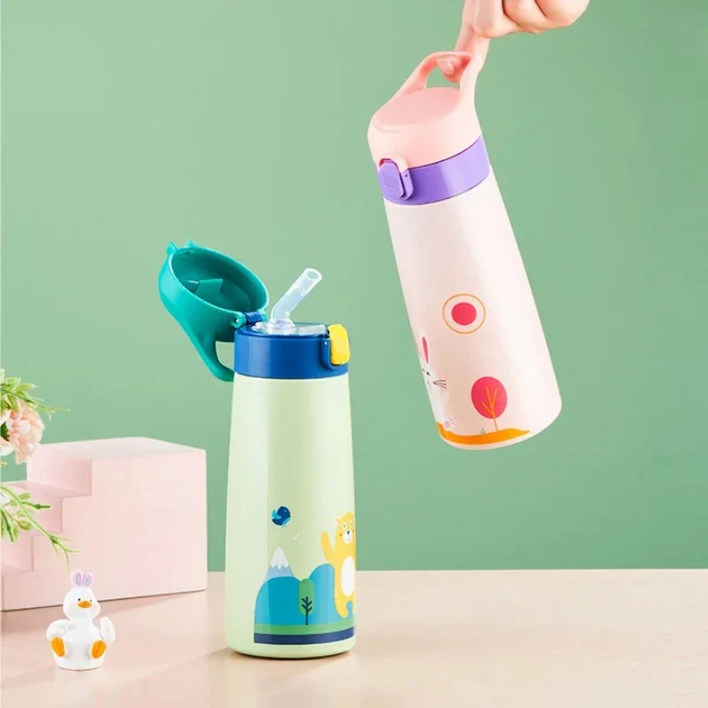 Stainless Steel Straw Insulated Cup with Box Cartoon Leak Proof Vacuum Bottle Children's Insulated Water Bottle Insulated Cup - Image 6