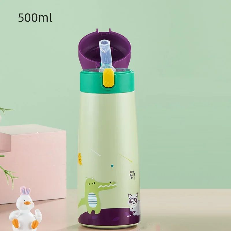 Stainless Steel Straw Insulated Cup with Box Cartoon Leak Proof Vacuum Bottle Children's Insulated Water Bottle Insulated Cup - Image 7