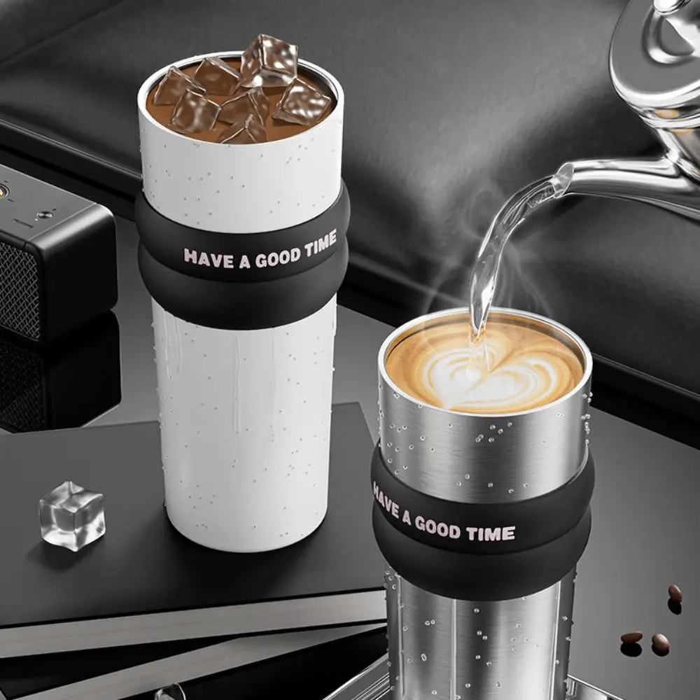Stainless Steel Vacuum Insulated Bottle Large Caliber Large Capacity Thermal Cup With Straw with Lifting Rope Insulated Cup Car - Image 3