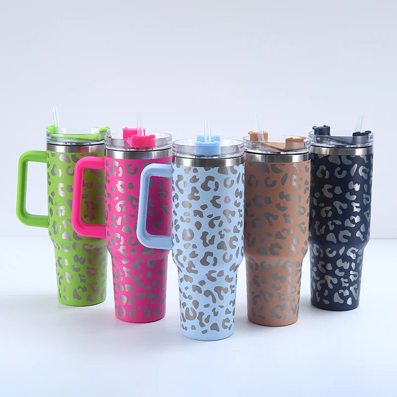 Stainless Steel Vacuum Insulated Car Mug, High Capacity Thermos Cup, Handle Straw Lid, Double Wall Thermal Iced Travel Cup, 40oz - Image 3