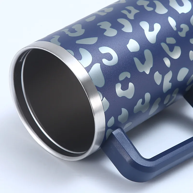 Stainless Steel Vacuum Insulated Car Mug, High Capacity Thermos Cup, Handle Straw Lid, Double Wall Thermal Iced Travel Cup, 40oz - Image 5