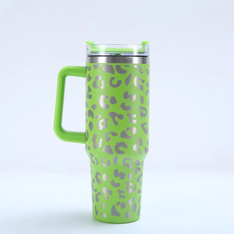Stainless Steel Vacuum Insulated Car Mug, High Capacity Thermos Cup, Handle Straw Lid, Double Wall Thermal Iced Travel Cup, 40oz - Image 7