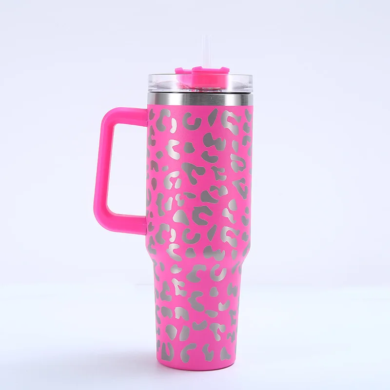 Stainless Steel Vacuum Insulated Car Mug, High Capacity Thermos Cup, Handle Straw Lid, Double Wall Thermal Iced Travel Cup, 40oz - Image 8