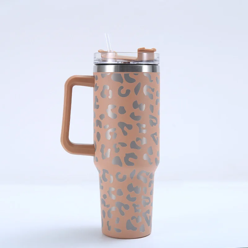 Stainless Steel Vacuum Insulated Car Mug, High Capacity Thermos Cup, Handle Straw Lid, Double Wall Thermal Iced Travel Cup, 40oz - Image 9