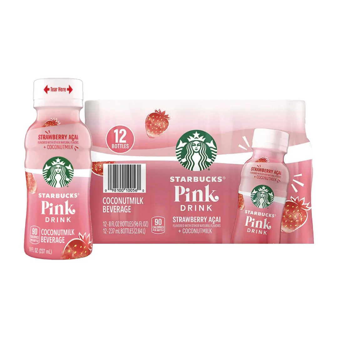 Starbuck's Pink Drink, Strawberry Acai Coconutmilk Beverage, 8 fl oz, 12 ct