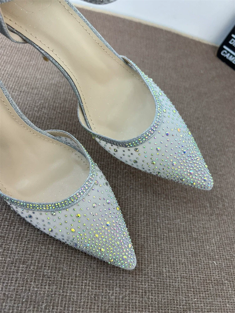 Stiletto Heel Elegant Graceful Pointed Toe Rhinestone Bridesmaid Shoes - Image 2