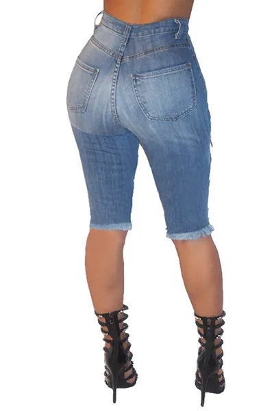 Straight Fashion Hollow Stretch Sexy Hollow Denim Mid Pants Ladies Jeans Women's Clothing - Image 4
