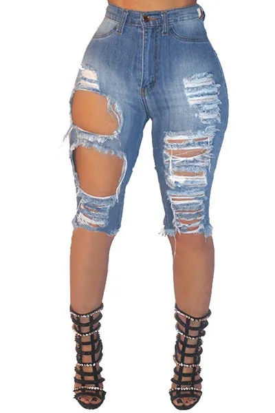 Straight Fashion Hollow Stretch Sexy Hollow Denim Mid Pants Ladies Jeans Women's Clothing - Image 5