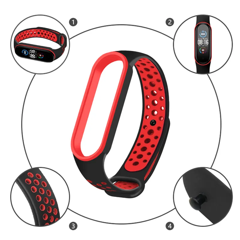 Strap for Mi band 6 7 Bracelet Sport Silicone Miband4 miband 5 Wrist correa Replacement Wristband for xiaomi Mi band 4 3 5 6 7 - Image 3