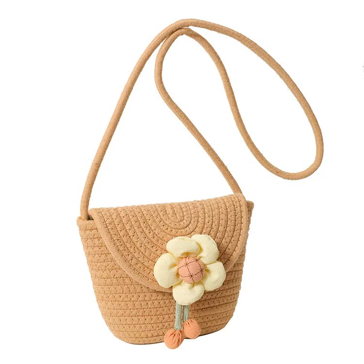 Straw Woven Bag Women's 2023 New Arrival Ins Easiest for Match Flower Rattan Bucket Bag Beach Weaving Shoulder Messenger Bag - Image 7