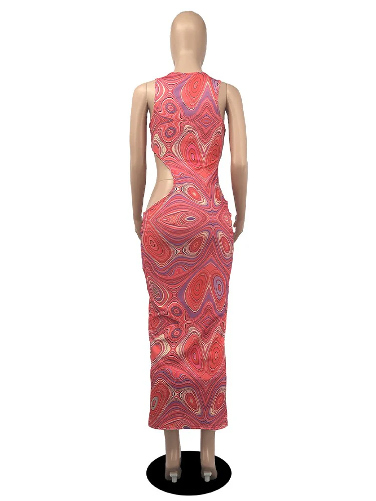 Streetwear Graphic Print Body-shaping Dress Female Waist Band Cut Out Sleeveless Vestidos Hip Hop Summer Birthday Wrap Vestidos - Image 6