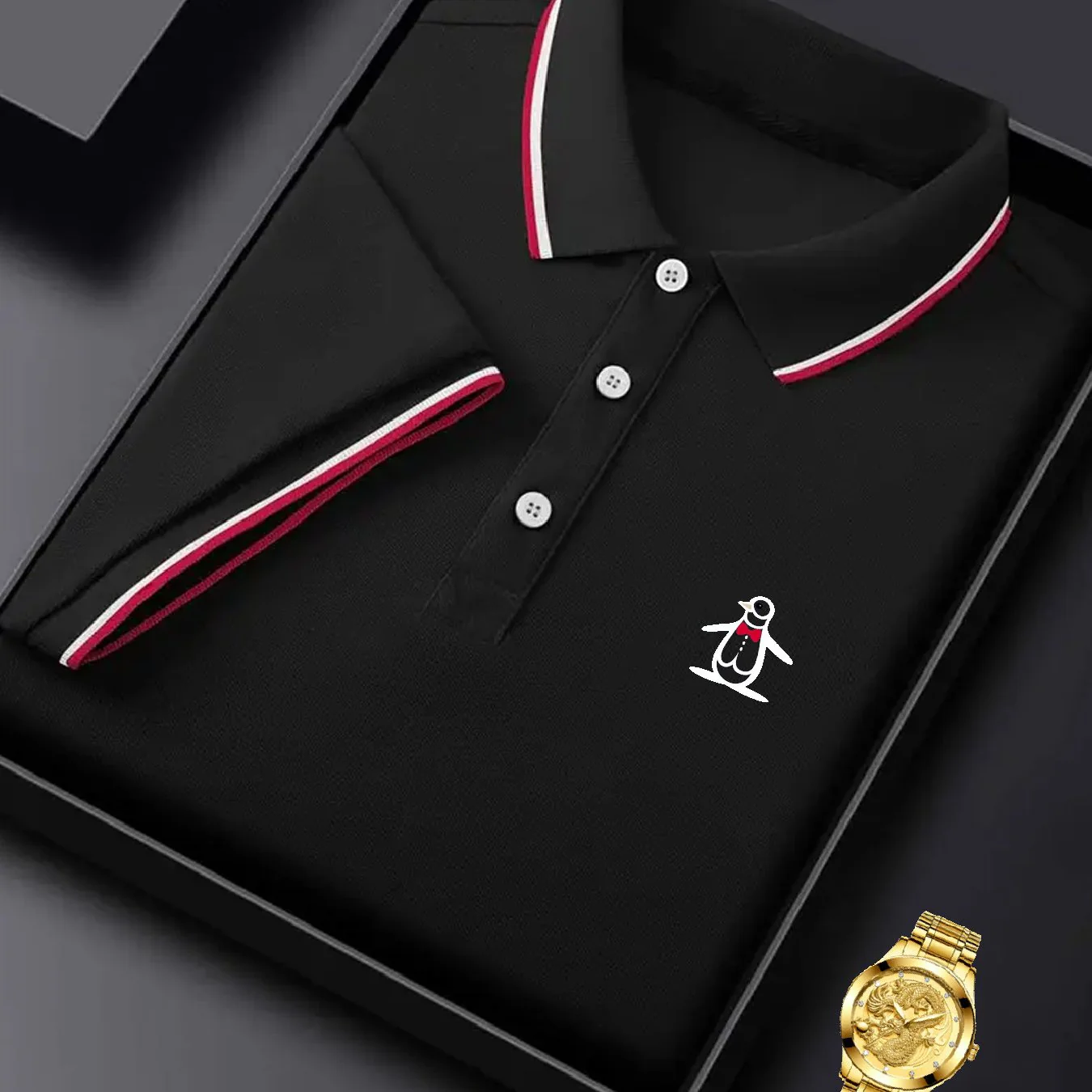 [Stretch Fabric Casual Shirt] Breathable Stretch Fabric Men's Casual Shirt - Penguin Print for Golf & Tennis - Perfect Gift Idea - Image 13