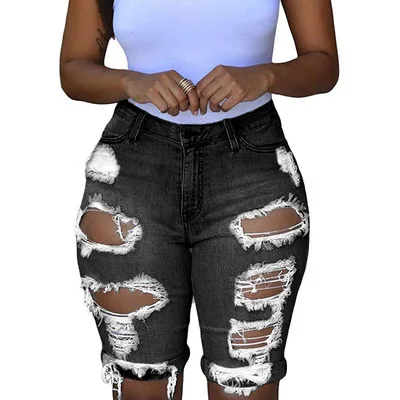 Style Fashion High Waist Perforated Denim Shorts for Women - Image 8