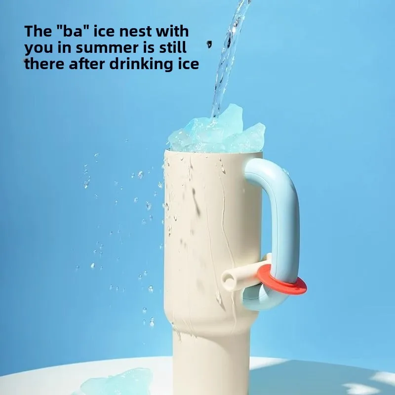 Stylish 304 Stainless Steel Straw Insulated Ice Cup - Thick, Portable Handle Design for Trendy Hydration - Image 2