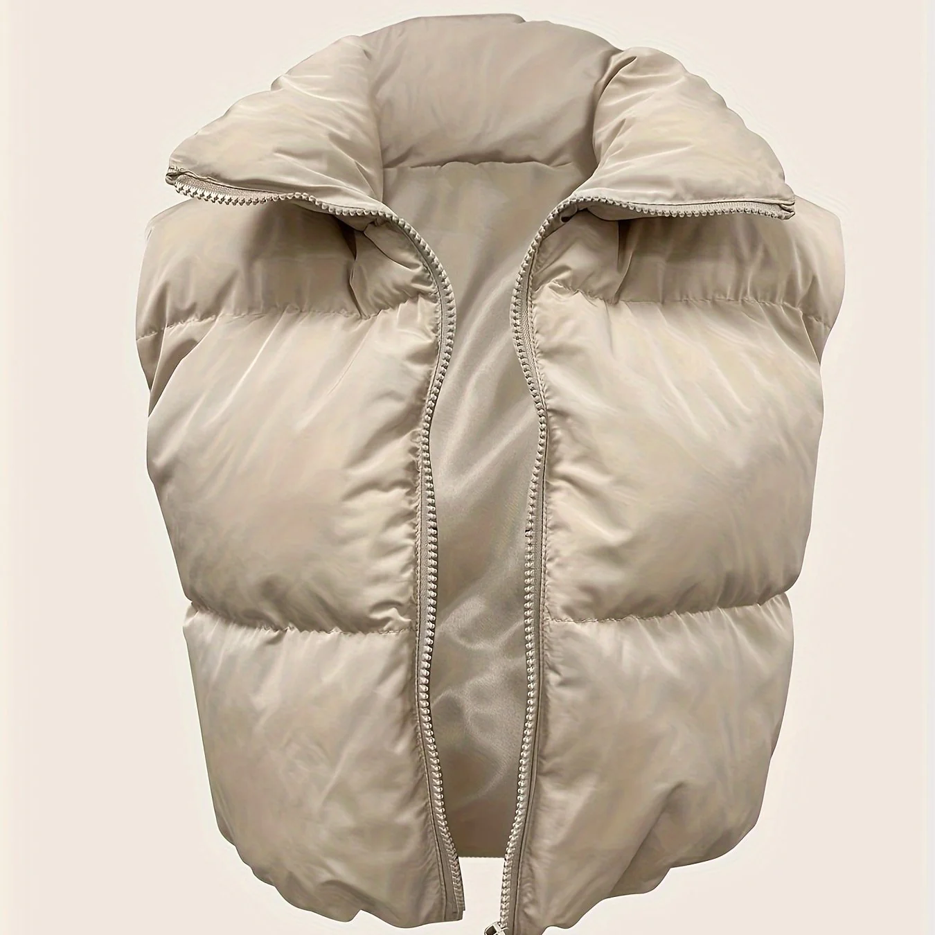 Stylish High Neck Sleeveless Vest Coat - Zip-Up, Casual, Solid Color, Women's Outerwear - Perfect for Daily Wear, Travel, and Outdoor Activities - Image 11