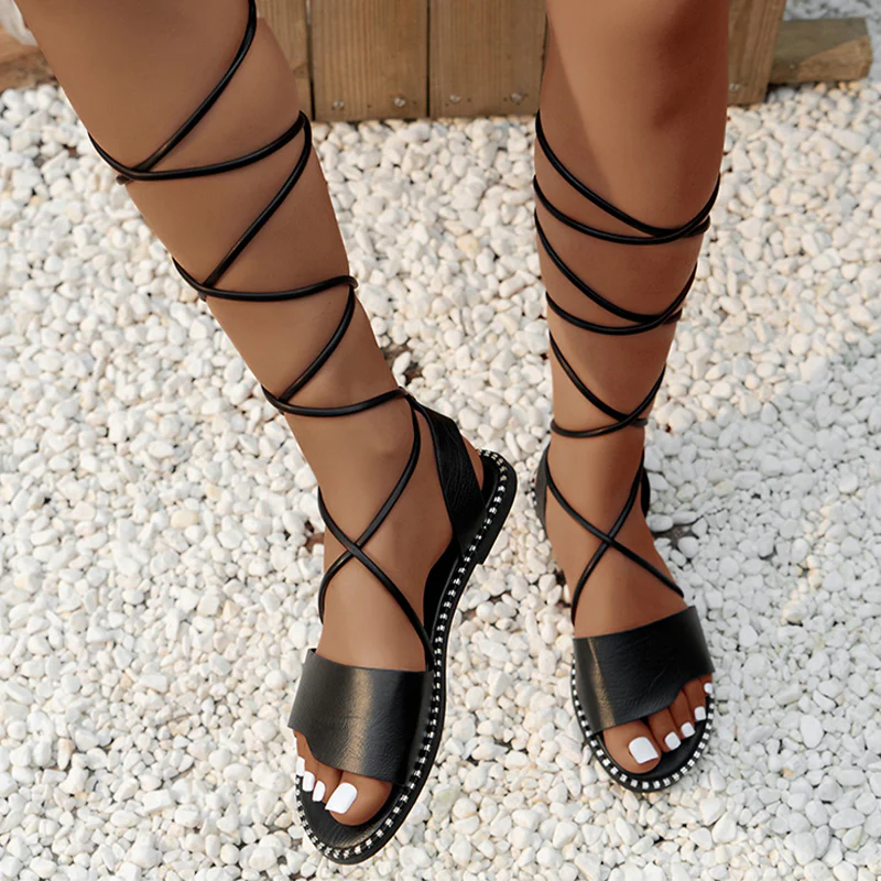 Stylish Women's Flat Sandals - Lace Up, Non Slip, Open Toe, Fashion Solid Color Design - Perfect for Casual Outdoor, Beach, Koningsdag/King's Day Celebrations - Image 8