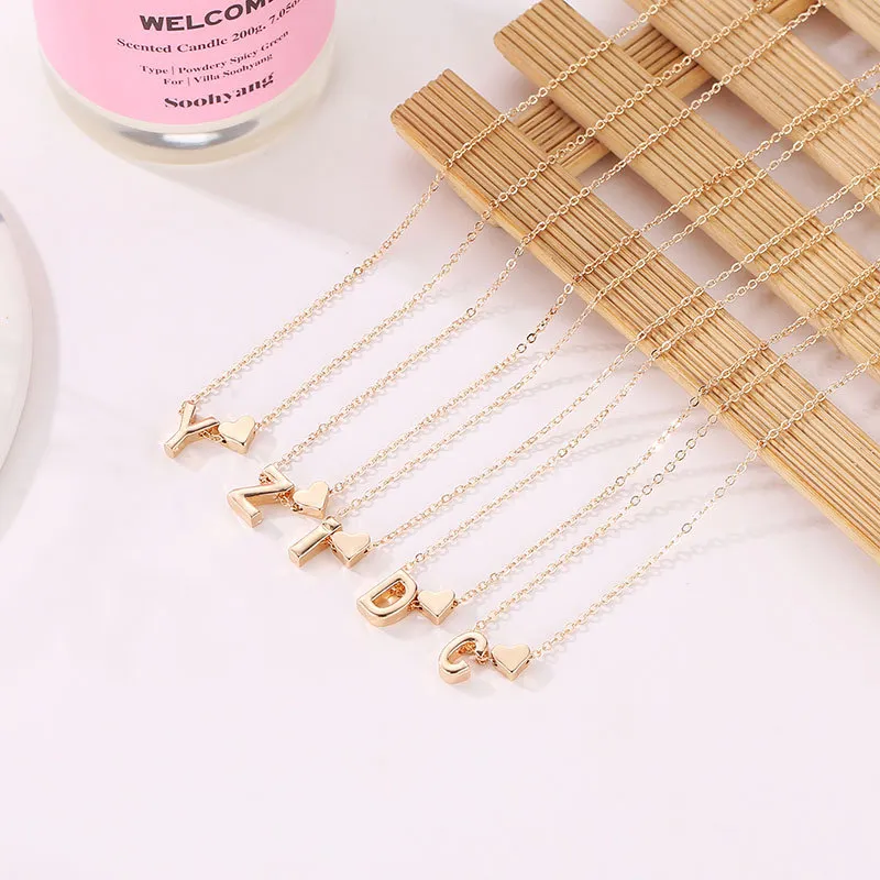 SUMENG Fashion Tiny Heart Dainty Initial Necklace Gold Silver Color Letter Name Choker Necklace For Women Pendant Jewelry Gift - Image 4