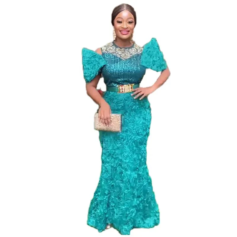 Summer African Wedding Party Dresses for Women Elegant African Short Sleeve O-neck Red White Green Long Dress Maxi Dress L-3XL - Image 2
