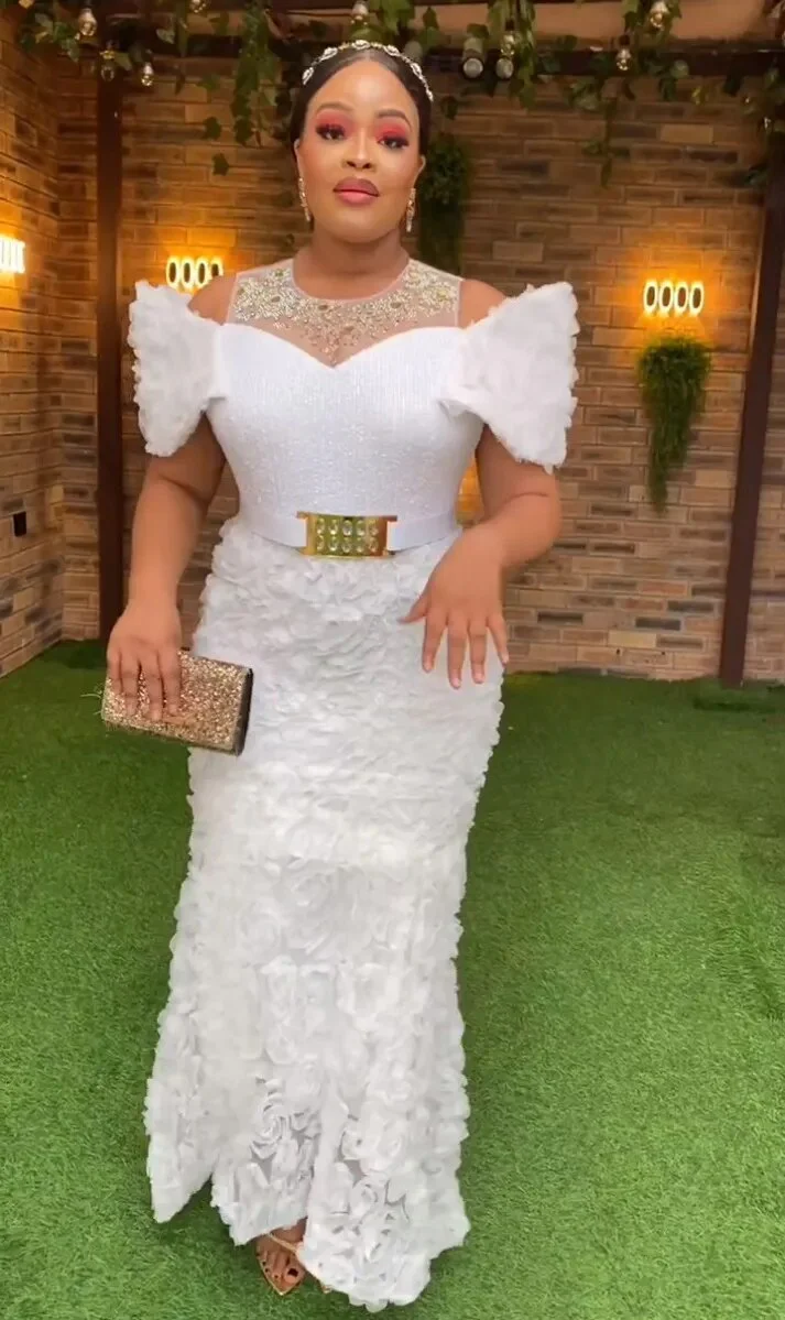 Summer African Wedding Party Dresses for Women Elegant African Short Sleeve O-neck Red White Green Long Dress Maxi Dress L-3XL - Image 3