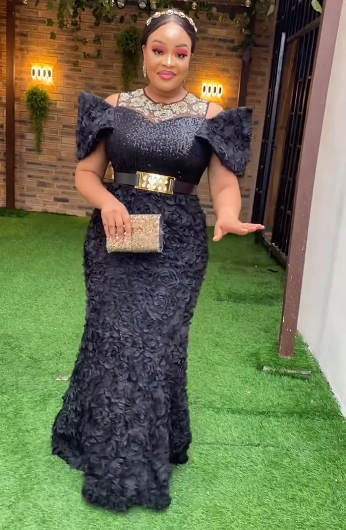 Summer African Wedding Party Dresses for Women Elegant African Short Sleeve O-neck Red White Green Long Dress Maxi Dress L-3XL - Image 4