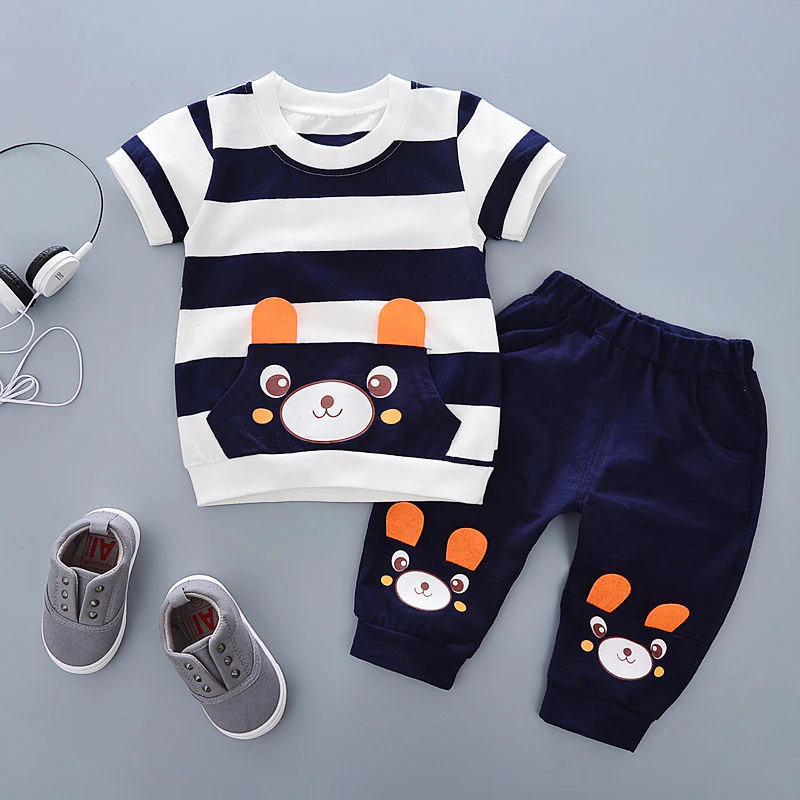 Summer Baby Boy Clothing Sets Fashion Bear Embroidery Short Sleeve T-shirt+Shorts Children 2Pcs Suit 1-5Y Girl Kids Sports Set - Image 7