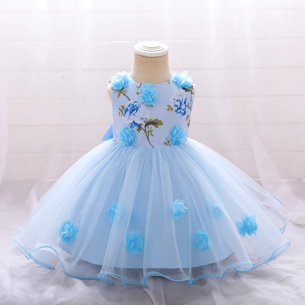 Summer Baby Girl Dress Wedding Gown Flower Dresses Infant Girl Party Hand-stitched Floral Birthday Princess Dress 3-24 Month - Image 2