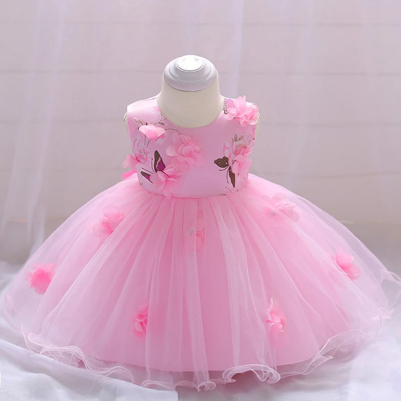 Summer Baby Girl Dress Wedding Gown Flower Dresses Infant Girl Party Hand-stitched Floral Birthday Princess Dress 3-24 Month - Image 5